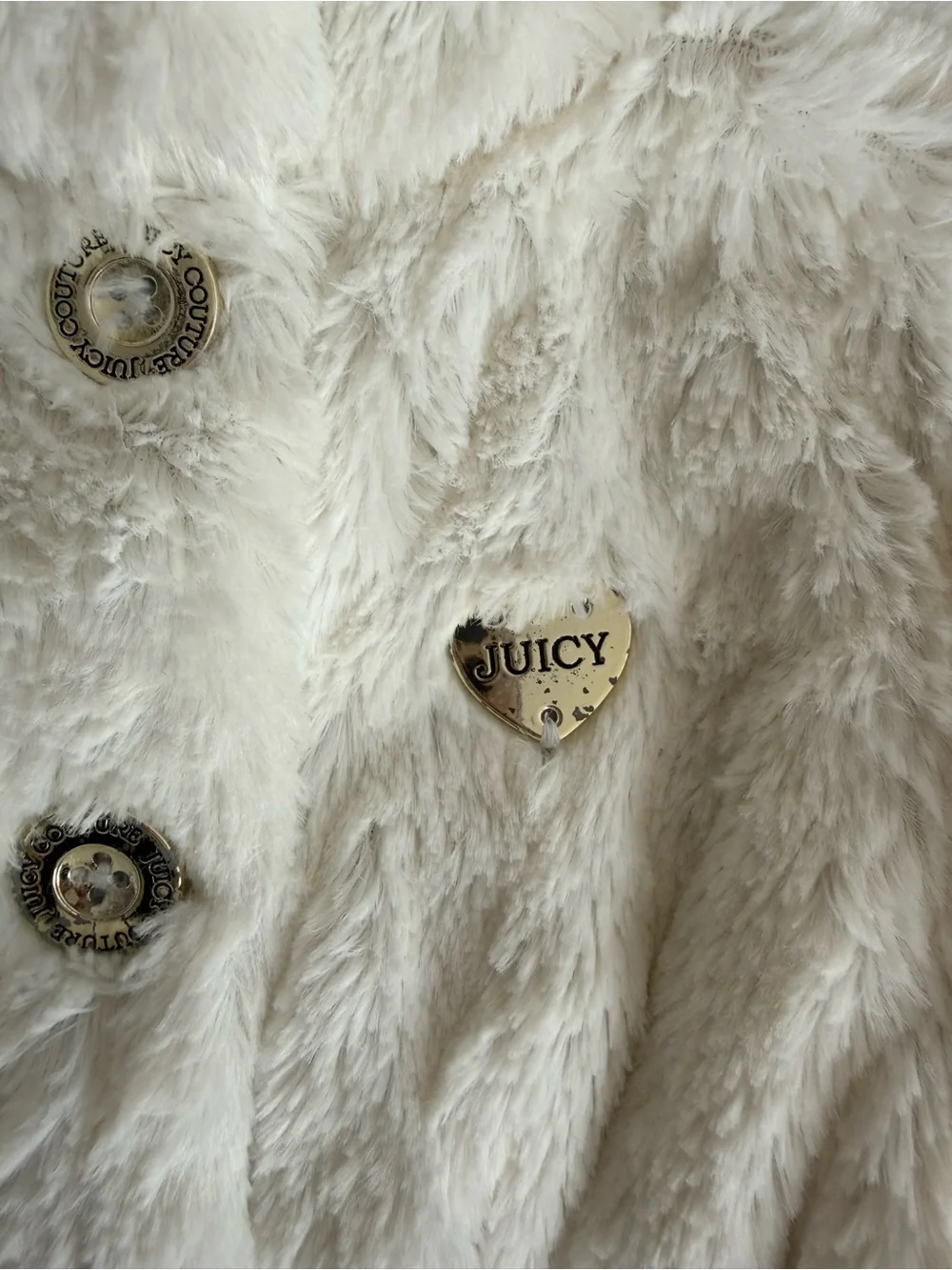 Juicy Couture Girls' Cream Faux-Fur Pea Coat